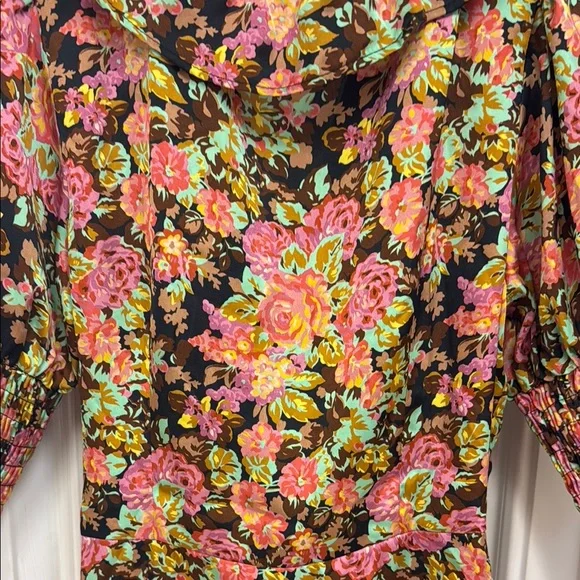 Topshop Floral Wrap Dress - Black, Pink, Brown - Picture 10 of 10